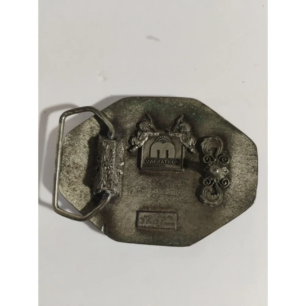 1980 COCA-COLA Belt Buckle Horsedrawn Wagon Coke Collectible Pewter Vintage Rare